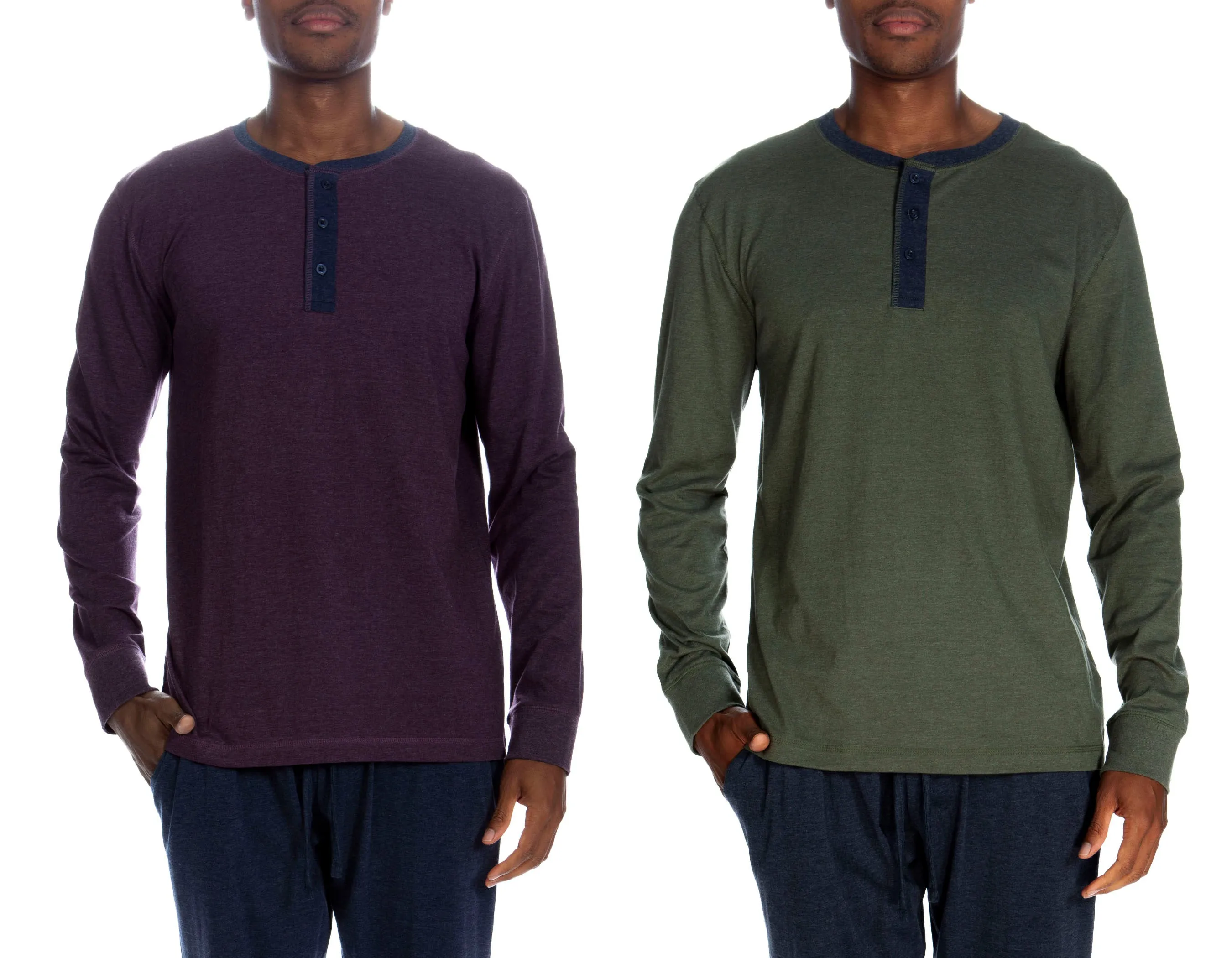 3-Knopf-Langarm-Henley 2er-Pack