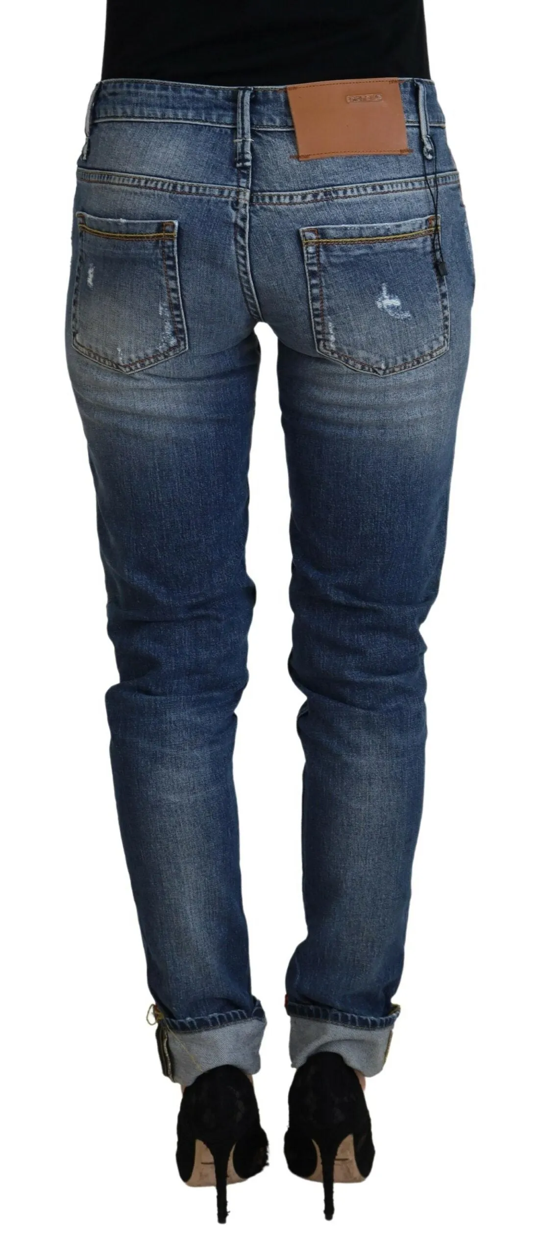 Acht Washed Cotton Low Waist Damen Casual Jeans