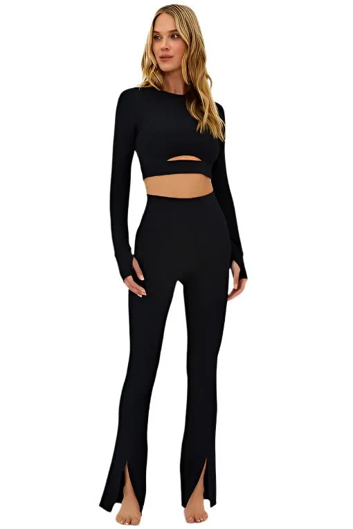 Beach Riot Alani Hose Schwarz Waffelmuster