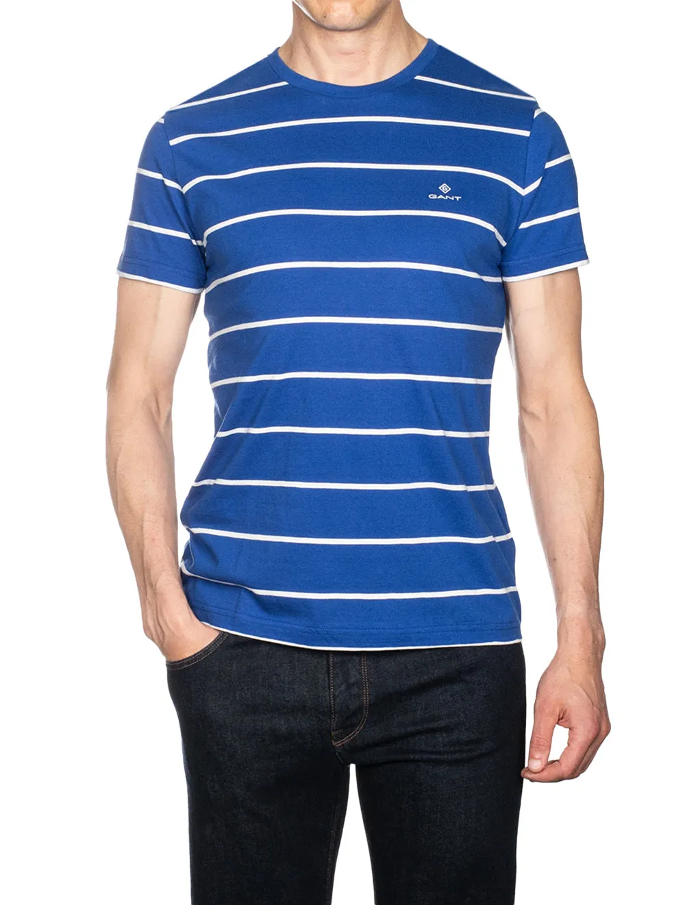Br Streifen Kurzarm T-Shirt College Blau
