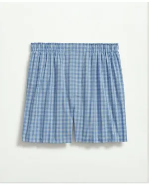 Brooks Brothers Herren-Boxershorts aus Baumwoll-Broadcloth in Gingham-Optik, Chambray-Blau von Brooks Brothers