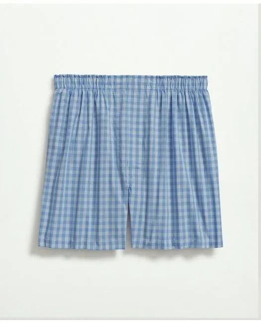 Brooks Brothers Herren-Boxershorts aus Baumwoll-Broadcloth in Gingham-Optik, Chambray-Blau von Brooks Brothers