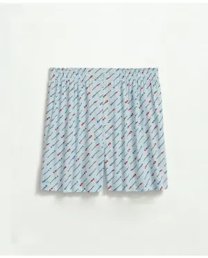 Brooks Brothers Herren-Boxershorts aus Baumwoll-Broadcloth mit Rudermuster in Hellblau Brooks Brothers