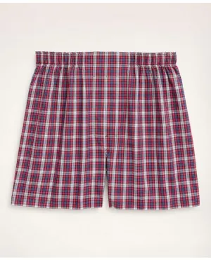 Brooks Brothers Herren-Boxershorts aus Baumwoll-Broadcloth im Karomuster Blau/Rot Brooks Brothers