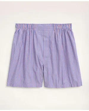Brooks Brothers Herren-Boxershorts aus Baumwoll-Broadcloth, gestreift, Blau/Rot Brooks Brothers