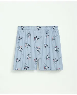 Brooks Brothers Herren-Boxershorts aus Baumwoll-Popeline mit Ski-Henry-Print in Hellblau von Brooks Brothers