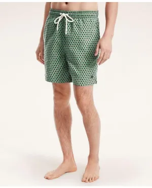 Brooks Brothers Herren Badeanzug mit Ditzy-Print Grün Brooks Brothers