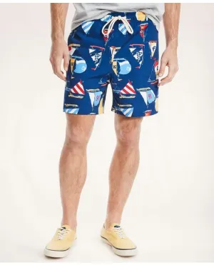 Brooks Brothers Herren Schwimmshorts mit Segelboot-Print in Marineblau Brooks Brothers