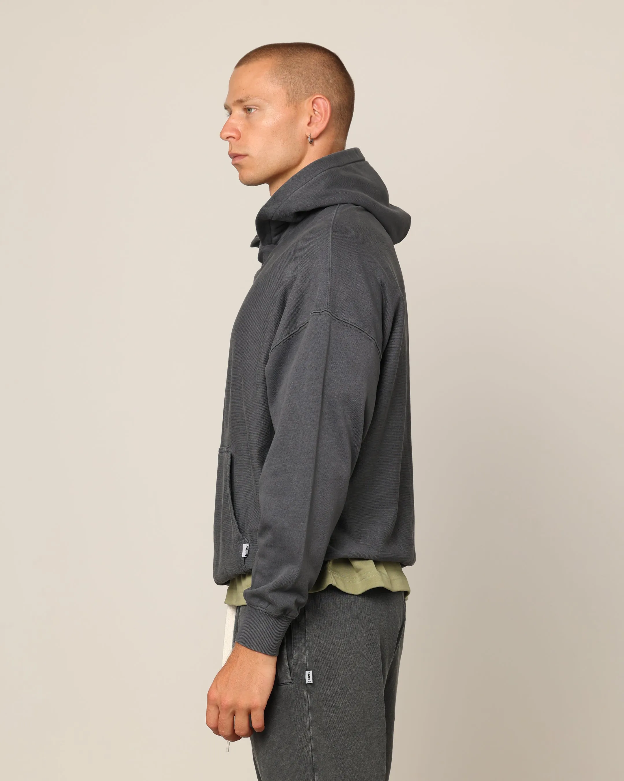 Carré Blanc Übergroße Kapuzenpullover Vintage Grau