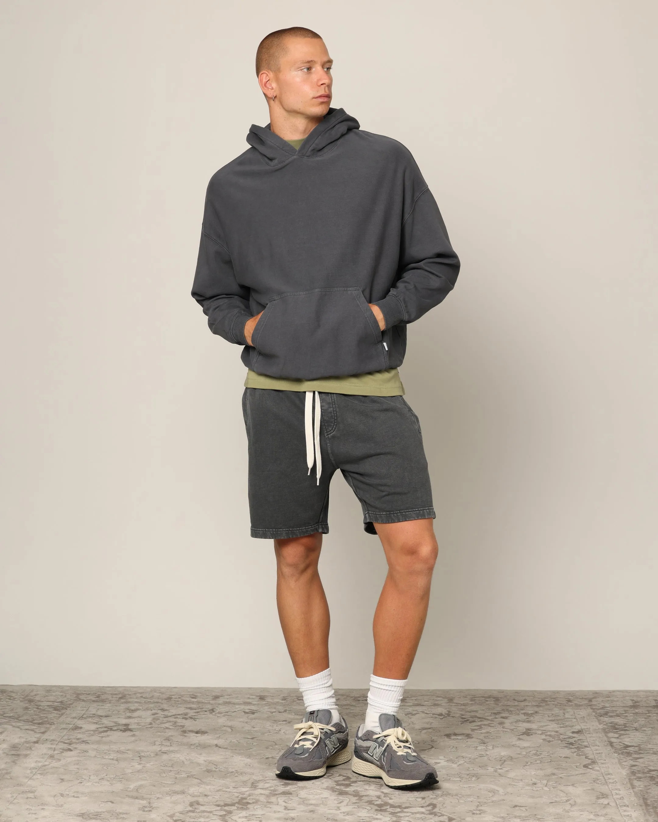 Carré Blanc Übergroße Kapuzenpullover Vintage Grau