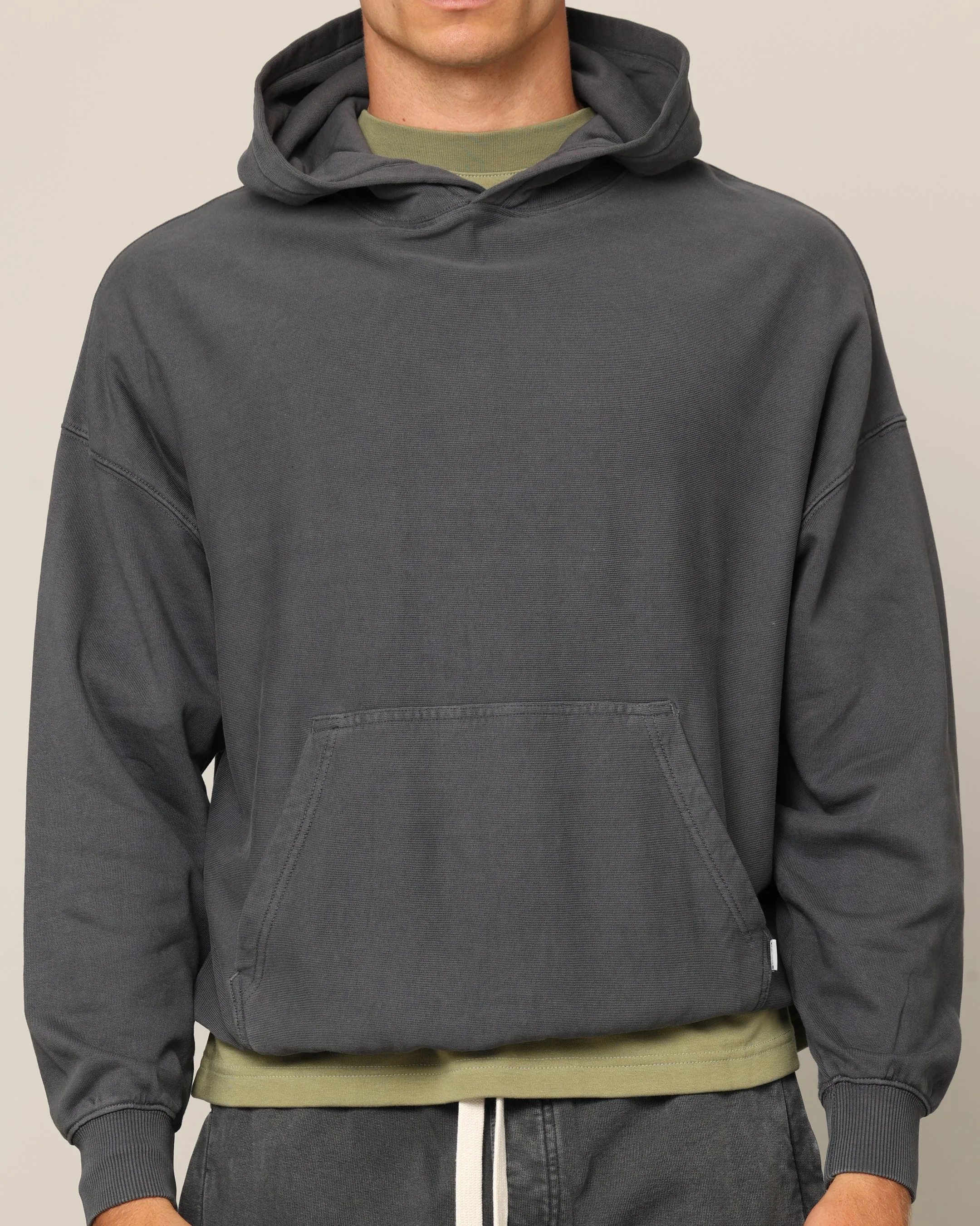 Carré Blanc Übergroße Kapuzenpullover Vintage Grau