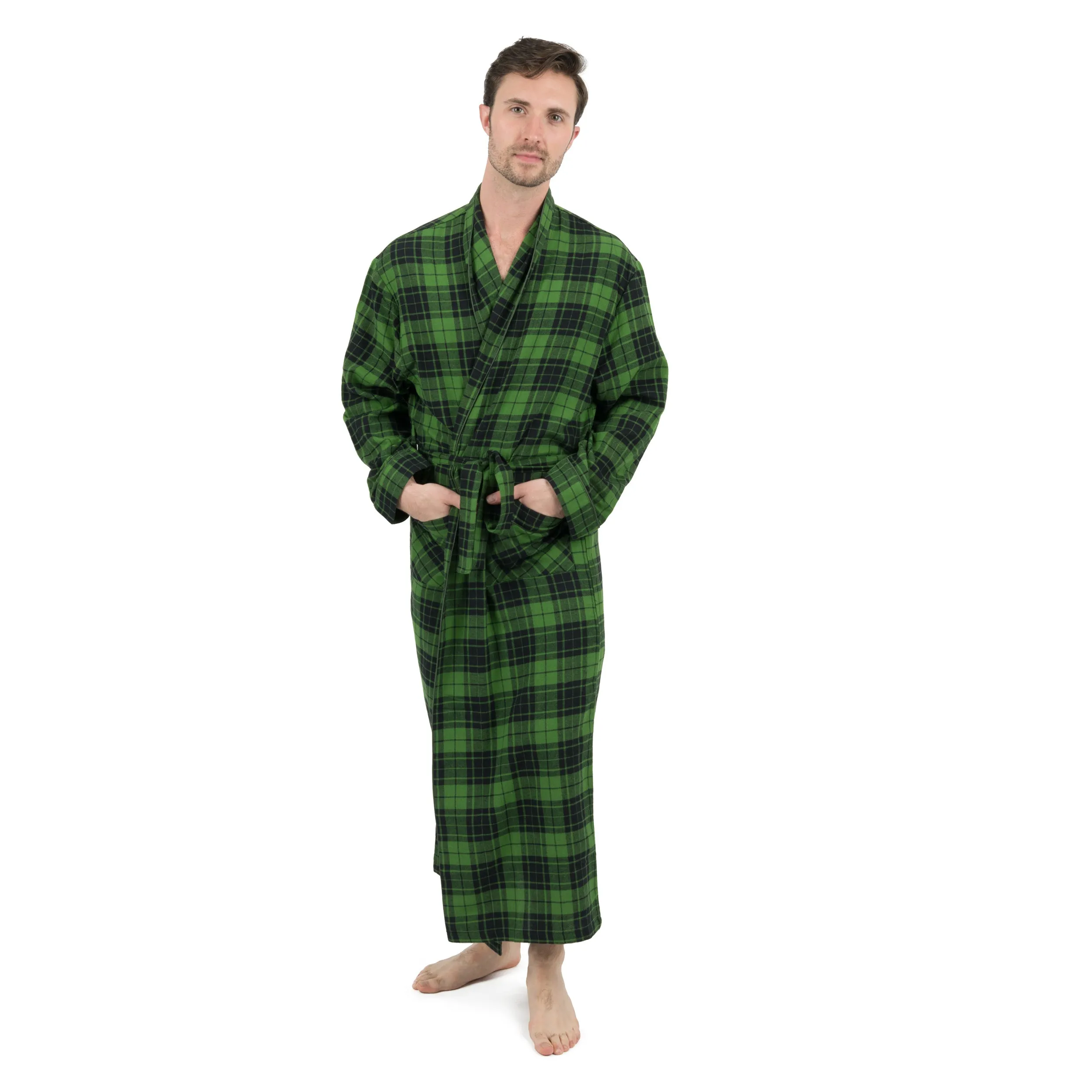 Weihnachts-Herren-Flanell-Bademantel im Karomuster