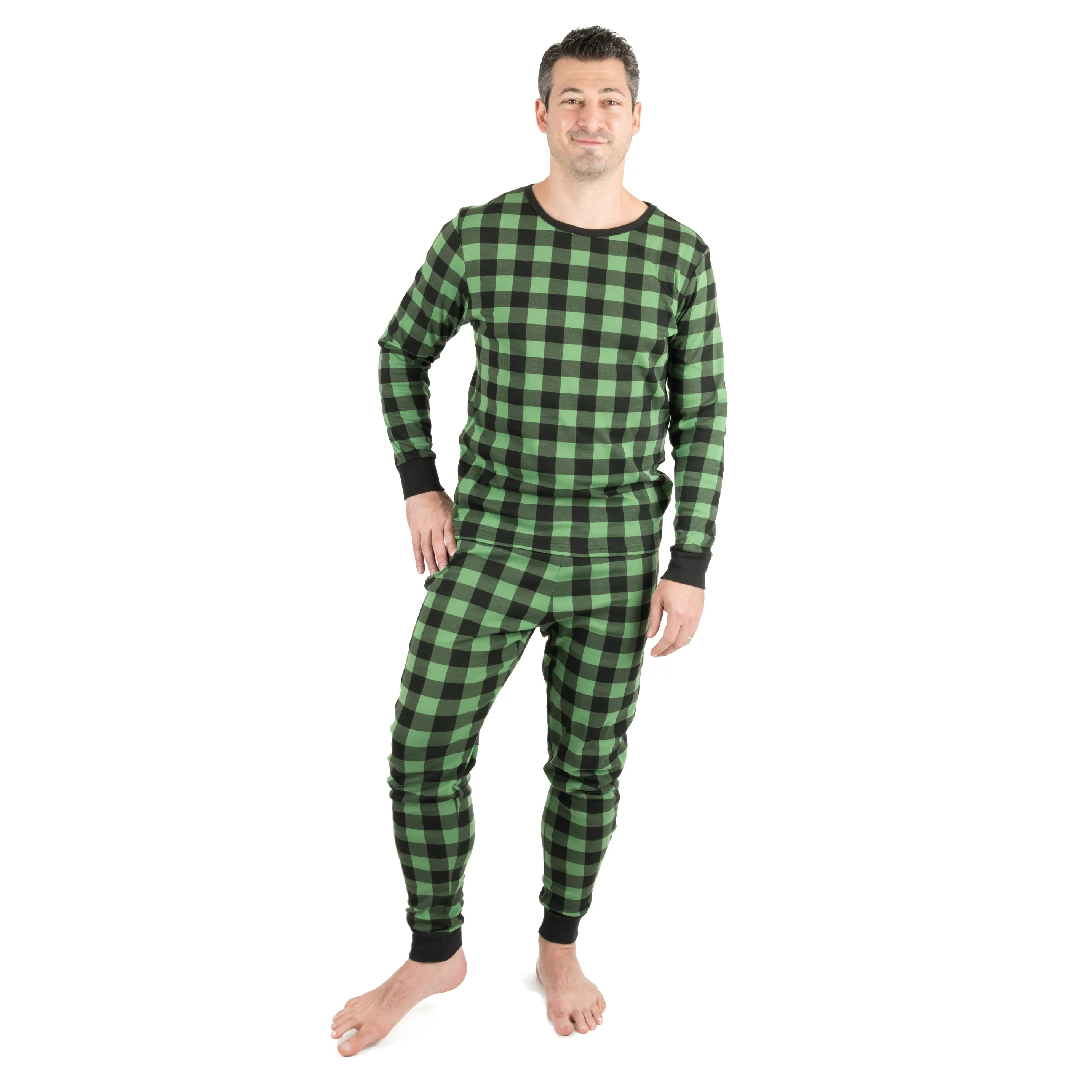 Weihnachts-Pyjama für Herren, zweiteilig, aus Baumwolle, im Karomuster