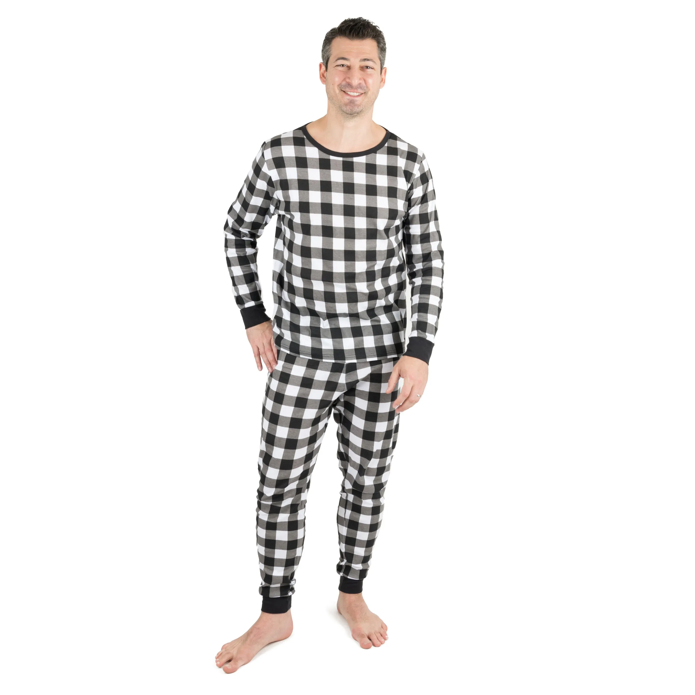 Weihnachts-Pyjama für Herren, zweiteilig, aus Baumwolle, im Karomuster