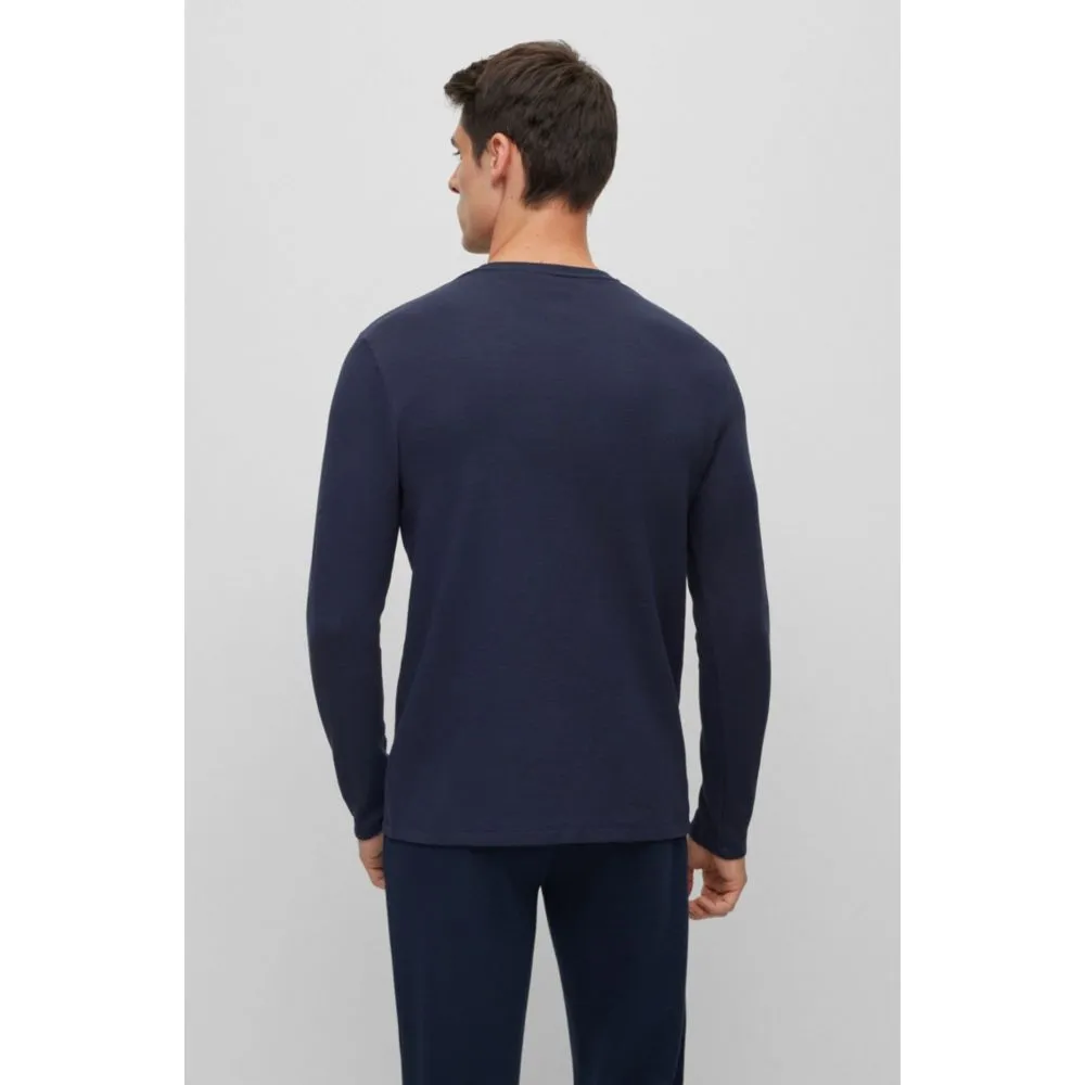 Baumwollmischung-Pyjama-T-Shirt mit besticktem Logo