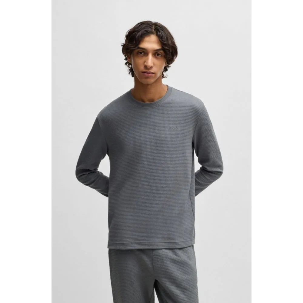 Baumwoll-Pyjamaoberteil mit besticktem Logo