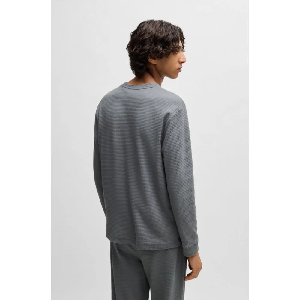 Baumwoll-Pyjamaoberteil mit besticktem Logo