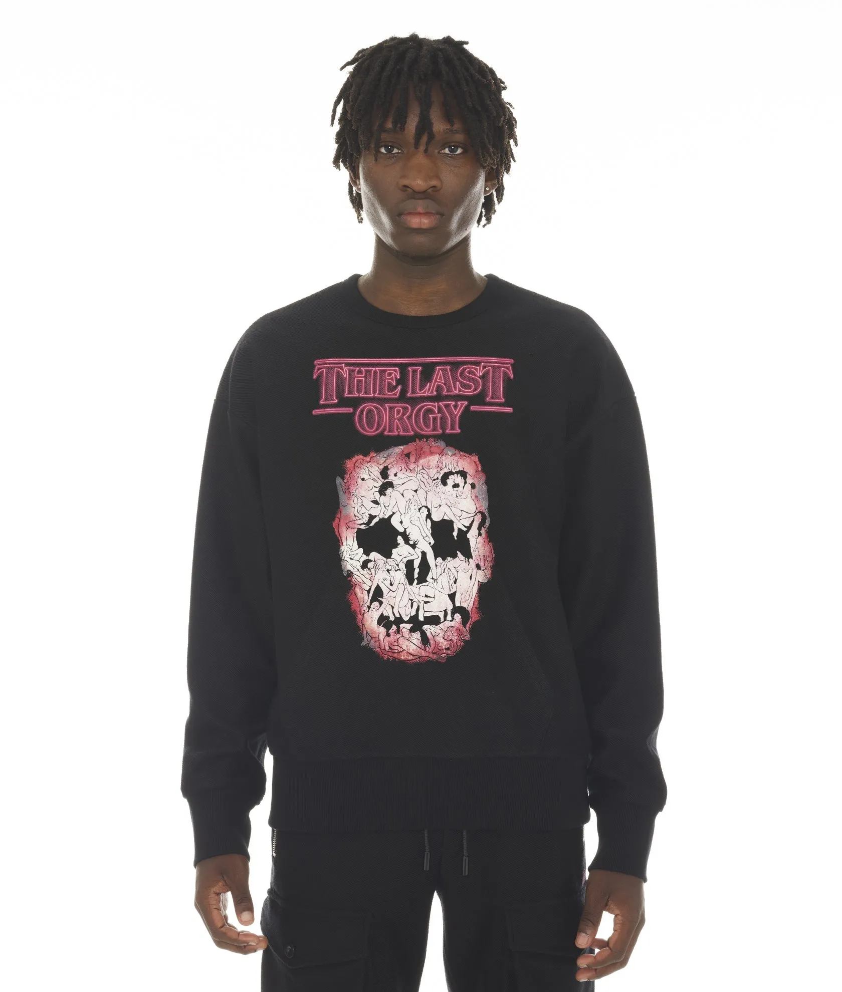CREW NECK FLEECE IN SCHWARZ