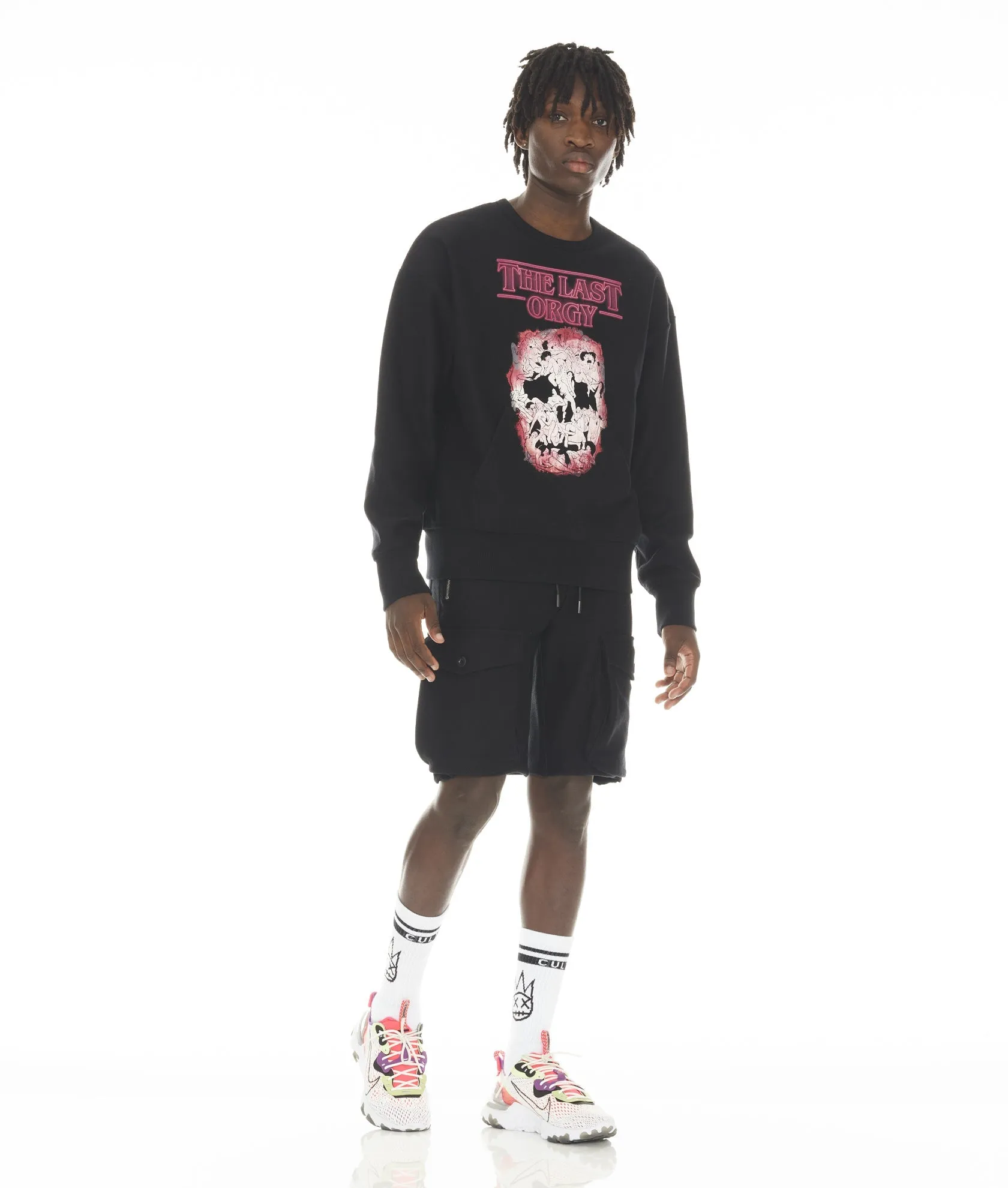 CREW NECK FLEECE IN SCHWARZ
