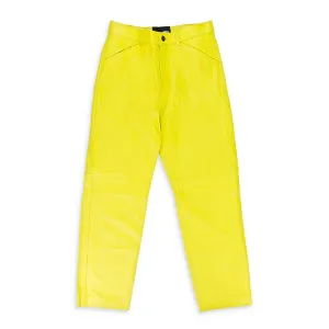 Geprägte Leder-Hose in Gelb für den Casual-Look
