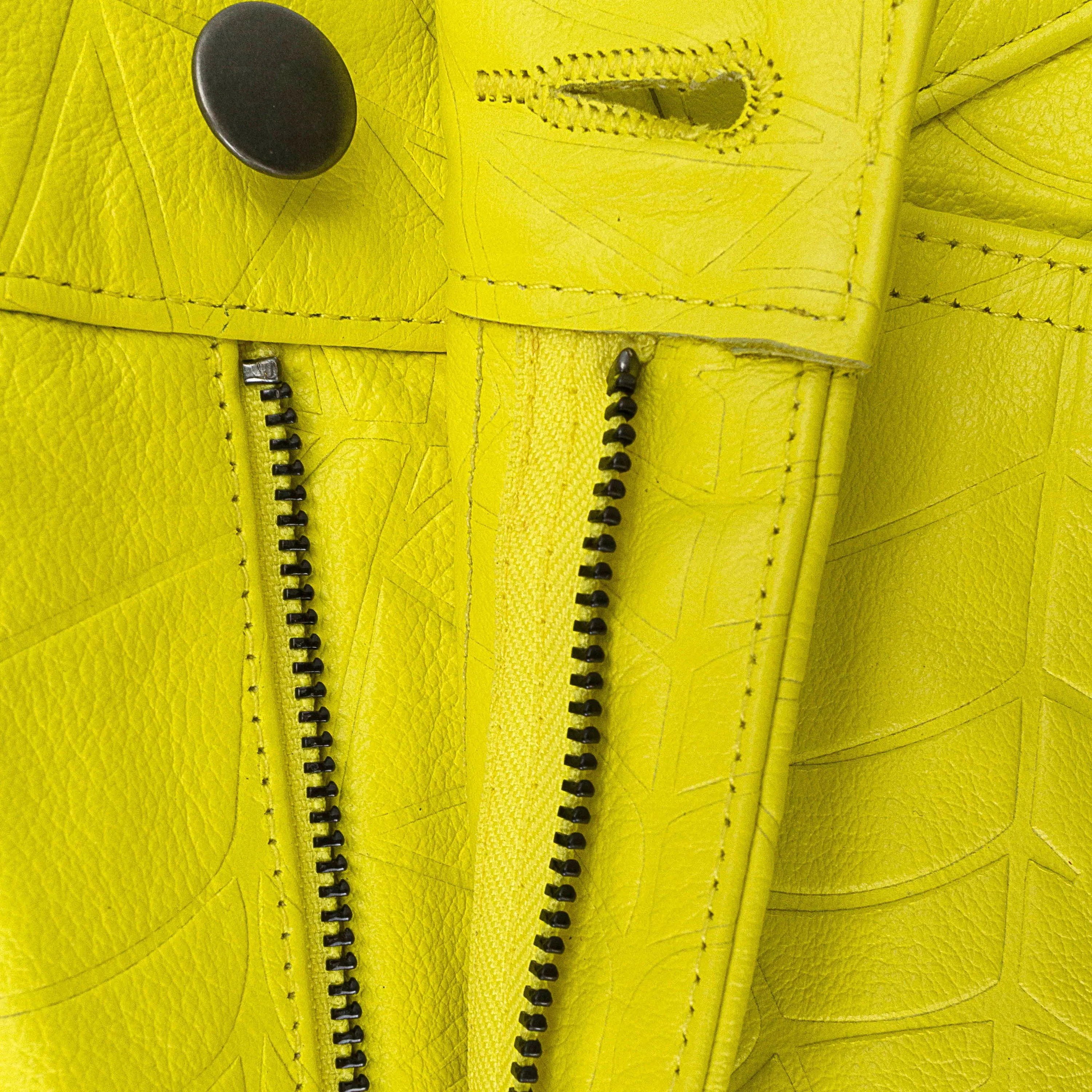Geprägte Leder-Hose in Gelb für den Casual-Look