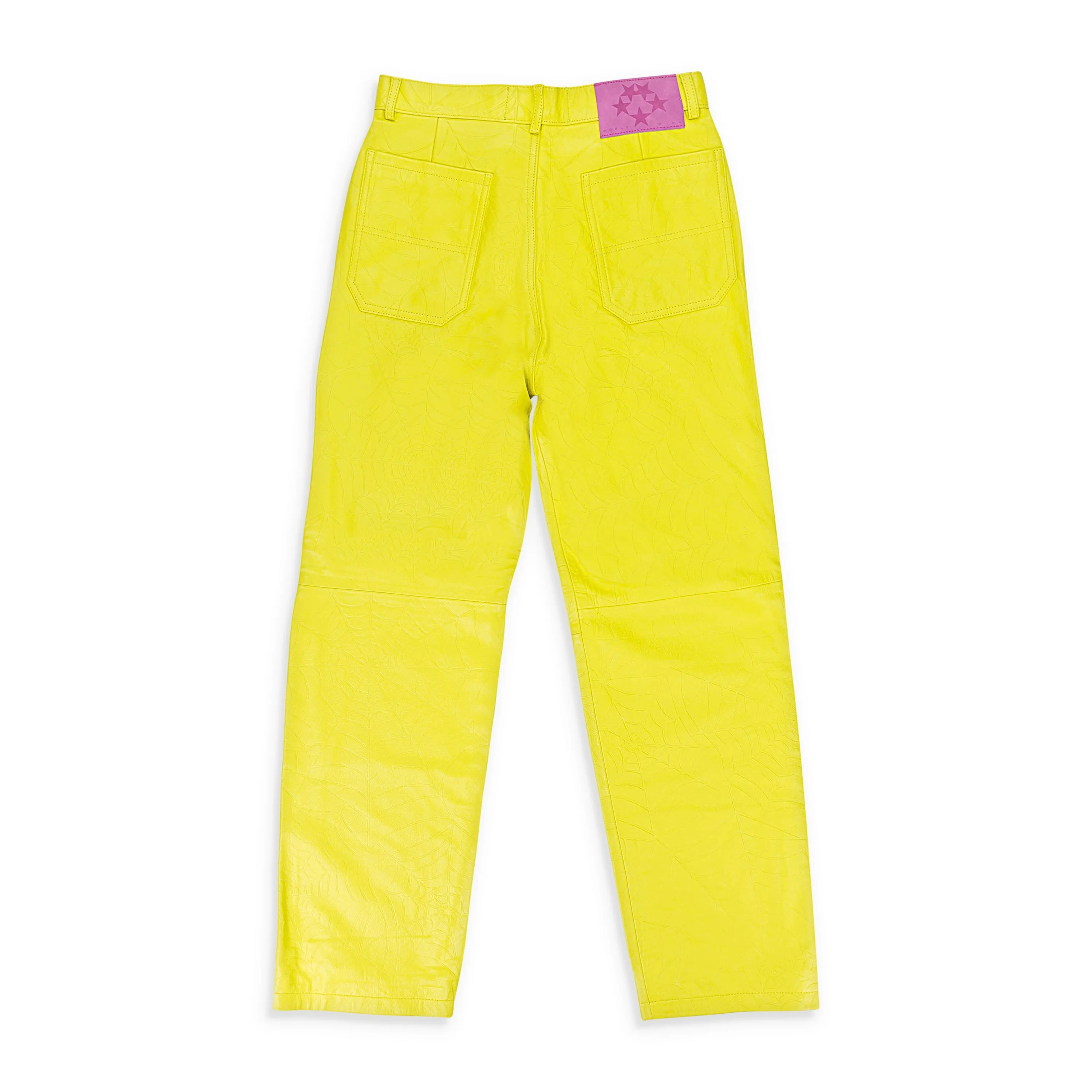 Geprägte Leder-Hose in Gelb für den Casual-Look