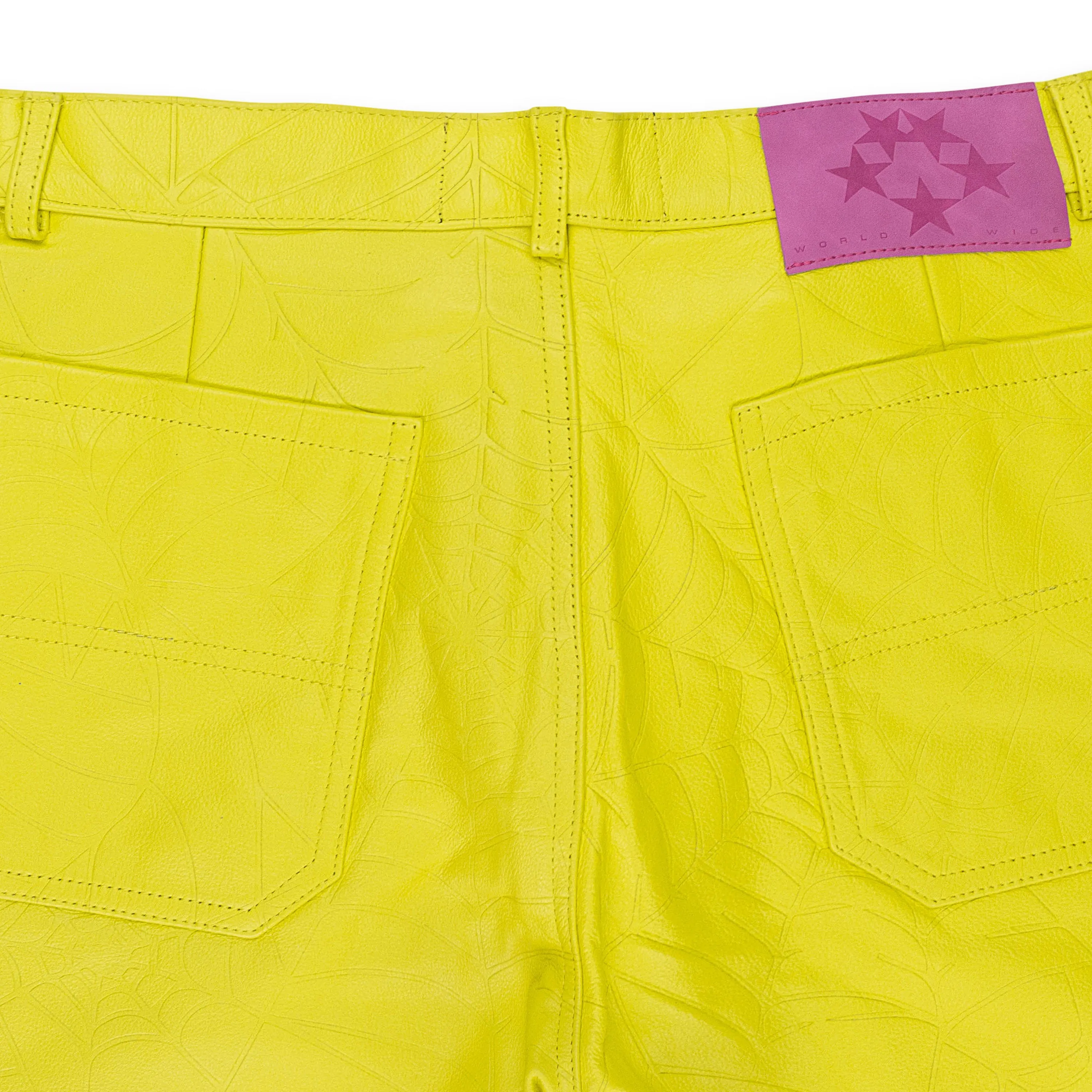 Geprägte Leder-Hose in Gelb für den Casual-Look
