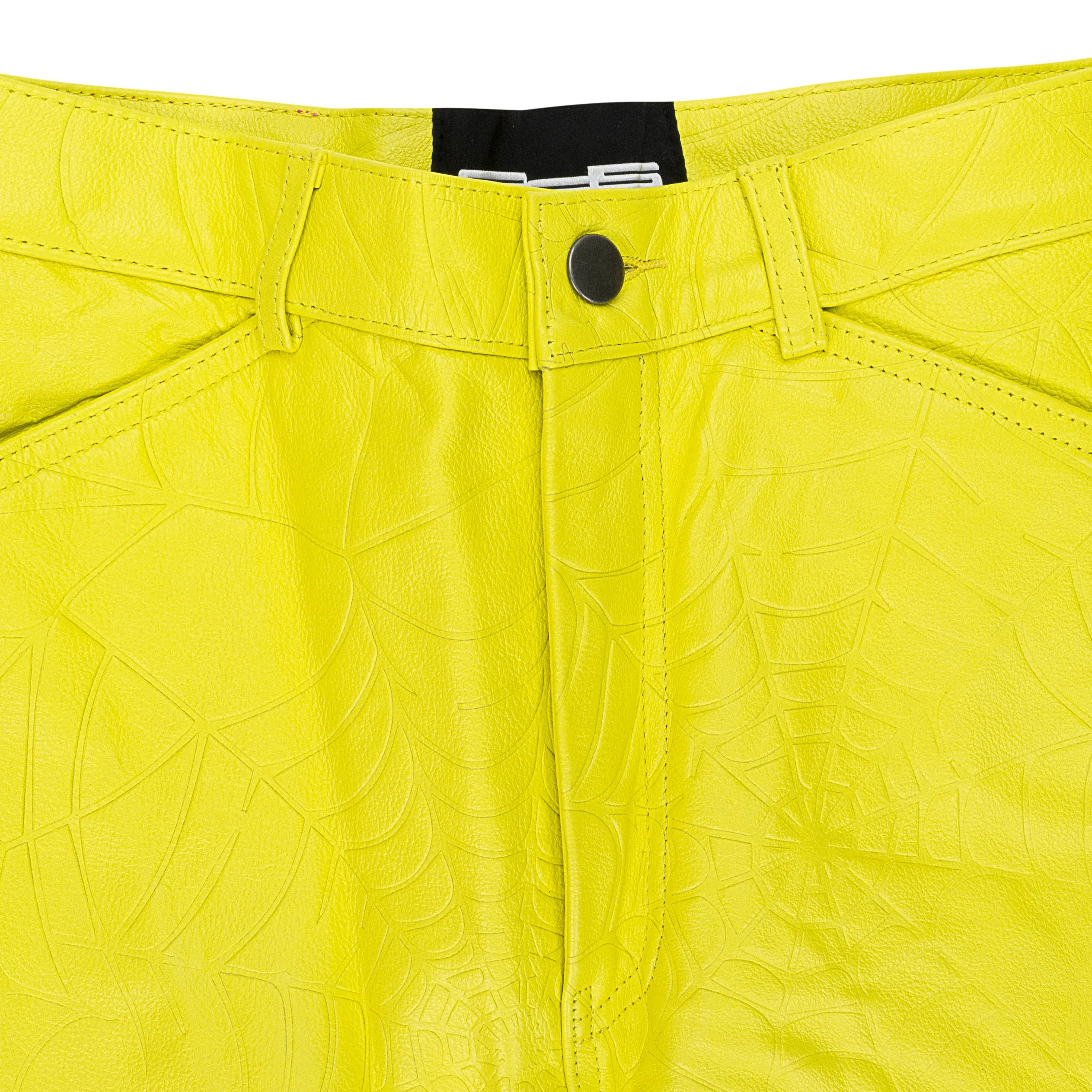 Geprägte Leder-Hose in Gelb für den Casual-Look