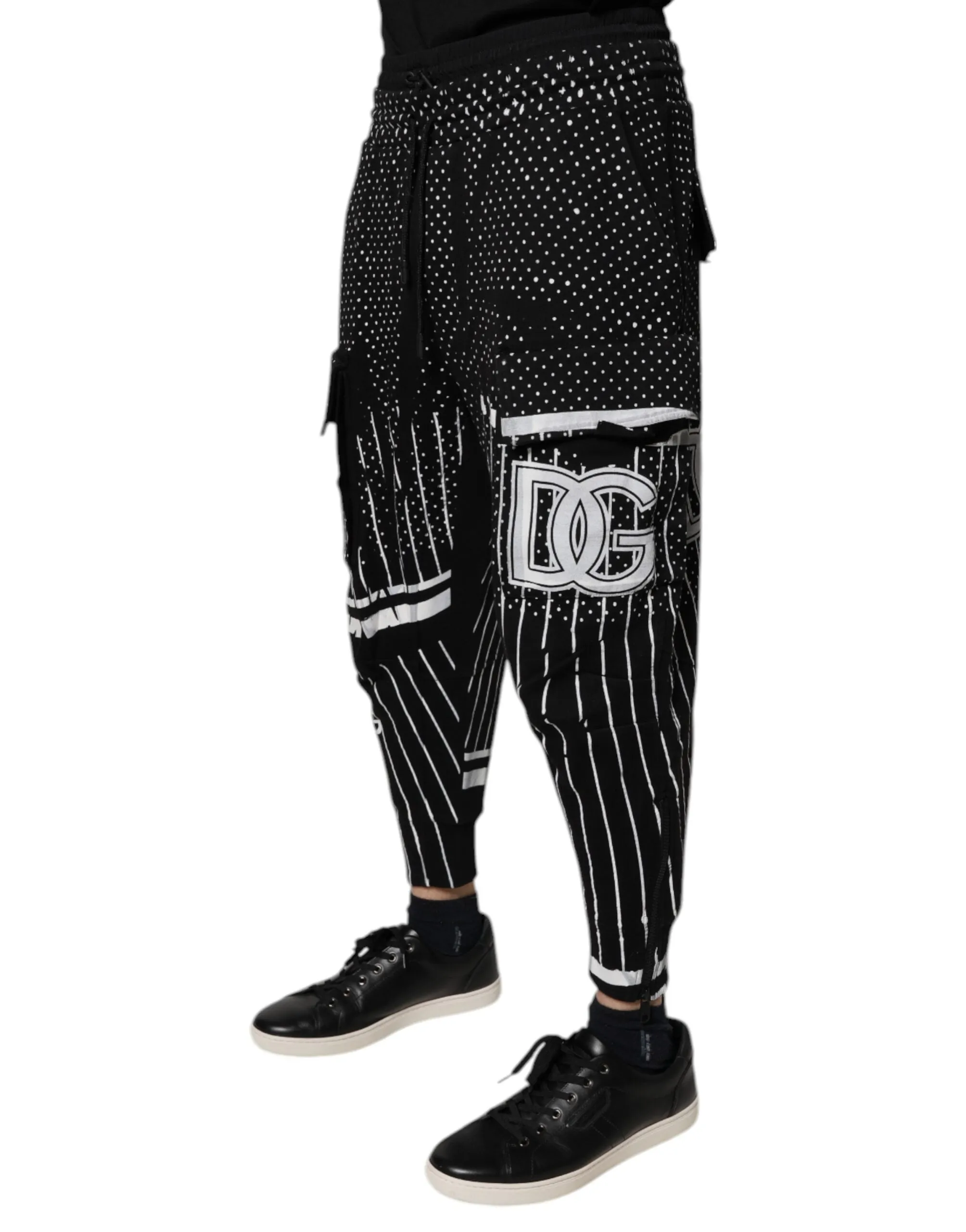 Dolce & Gabbana Karo-Streifen Cargo Jogger Sweat Männerhose (Secondhand)
