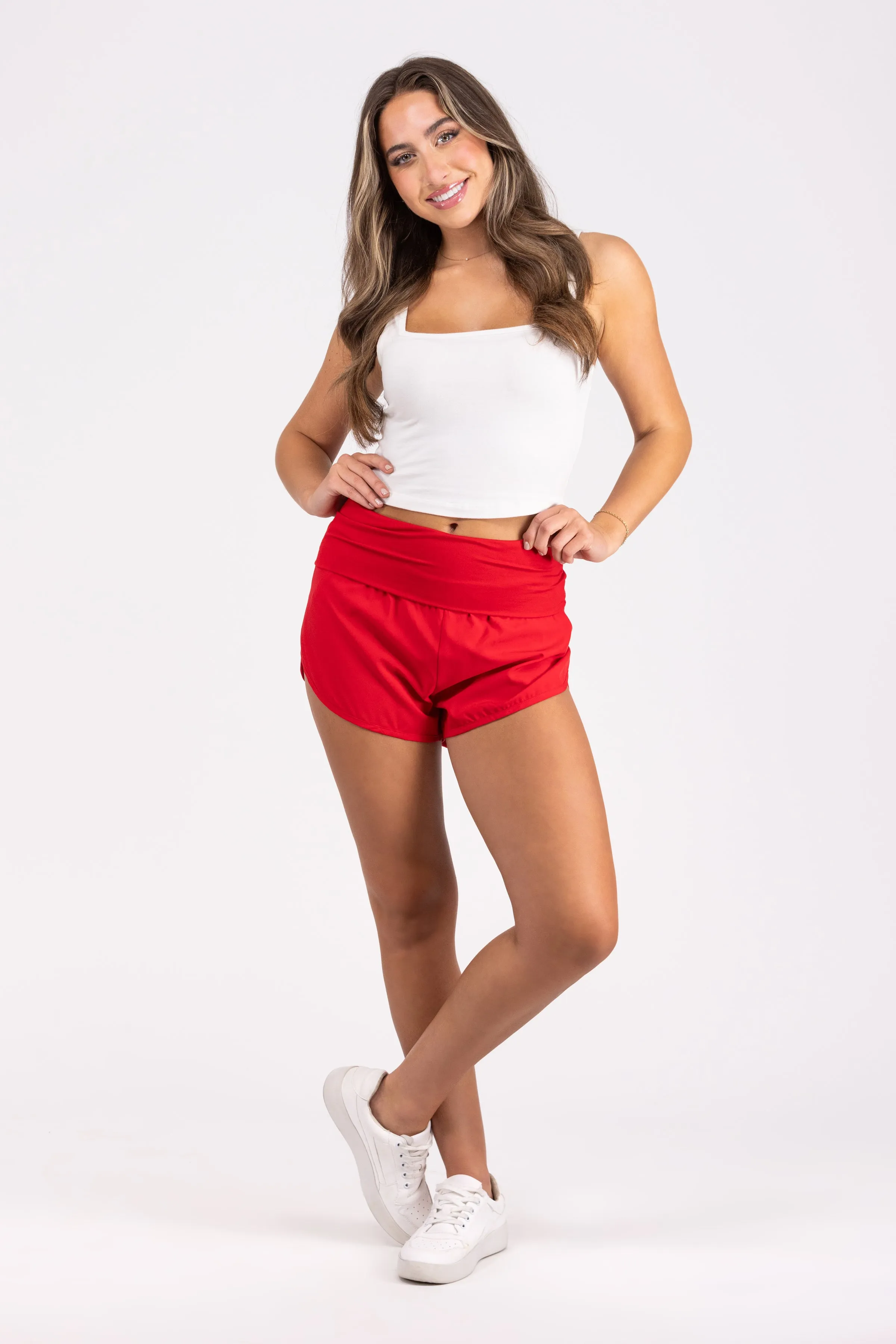 Jeder Schritt, den du machst - Sportive High-Waisted Shorts für Damen