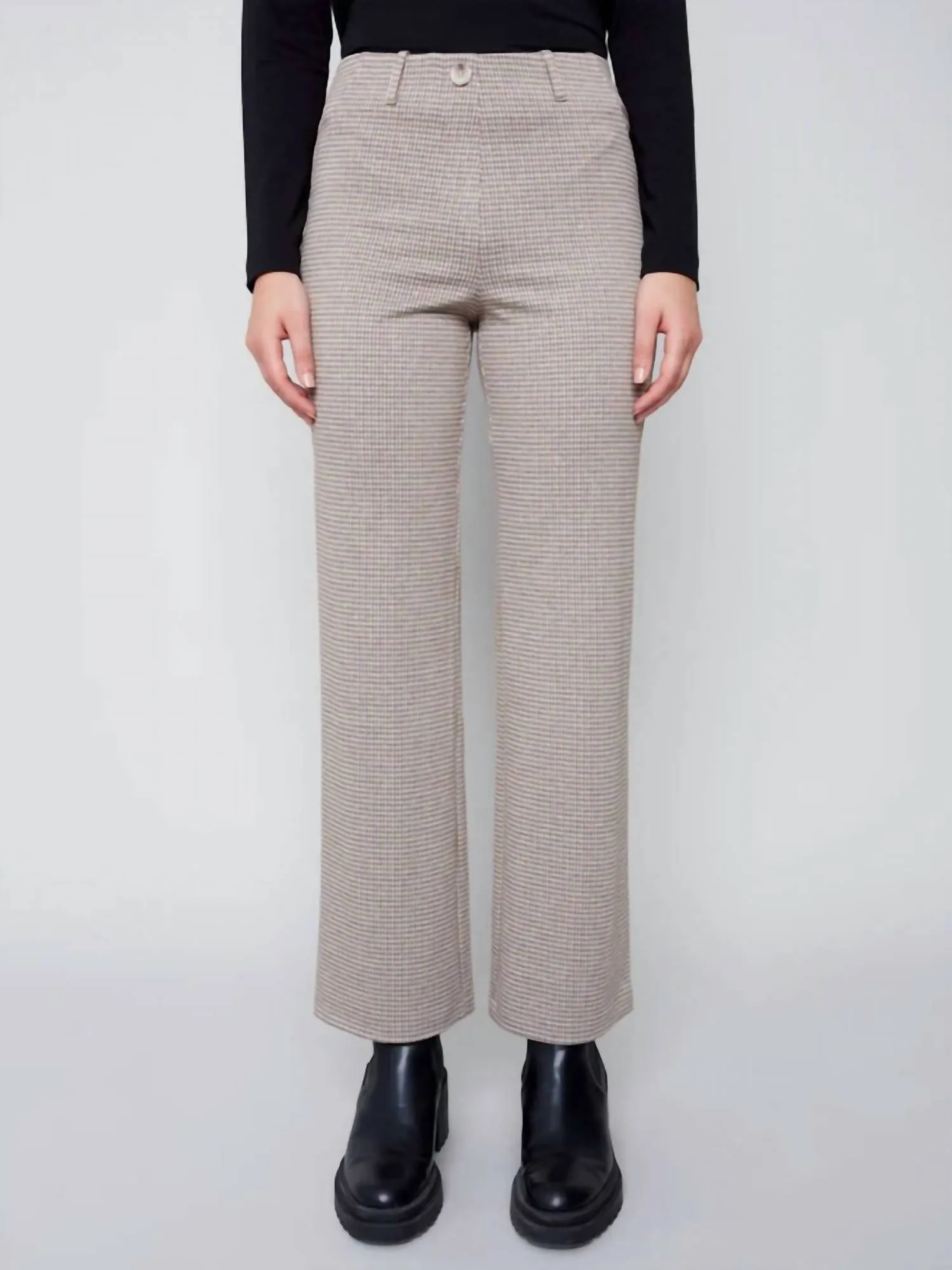 Flare-Bein Strickhose In Mandel
