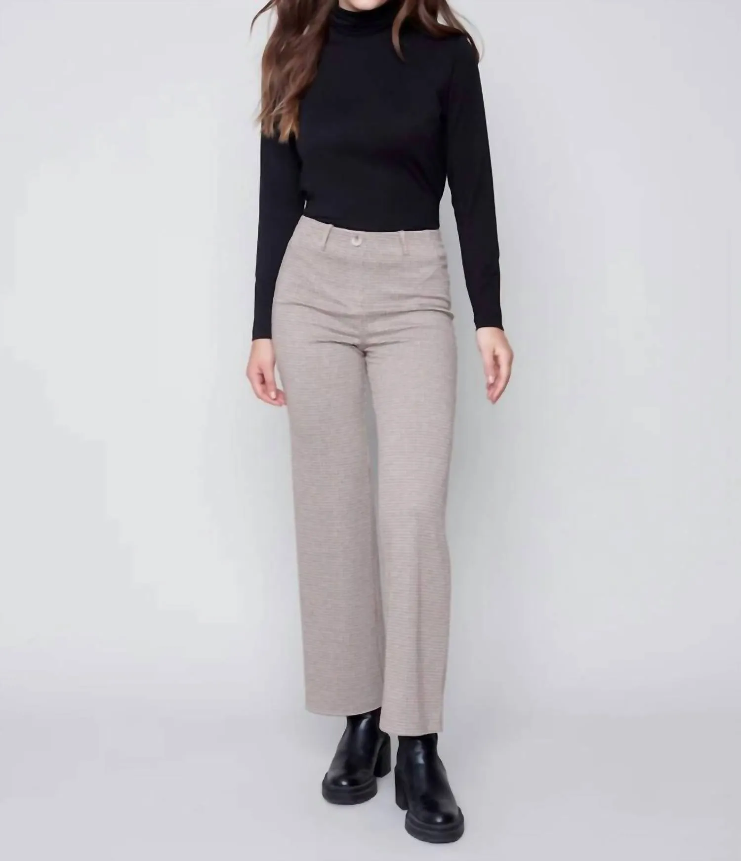 Flare-Bein Strickhose In Mandel