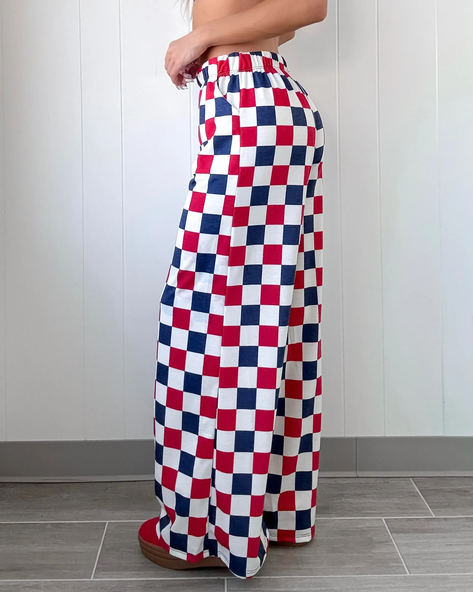 Freedom Flirt Karo-Hose - Rot/Marine