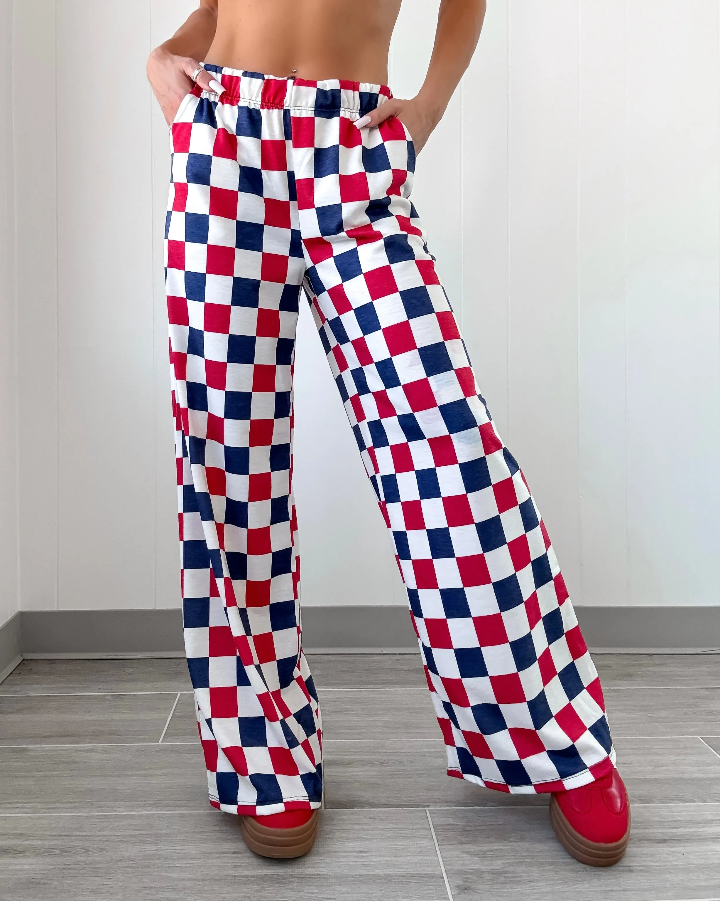 Freedom Flirt Karo-Hose - Rot/Marine