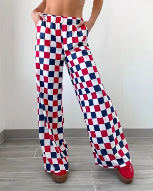 Freedom Flirt Karo-Hose - Rot/Marine