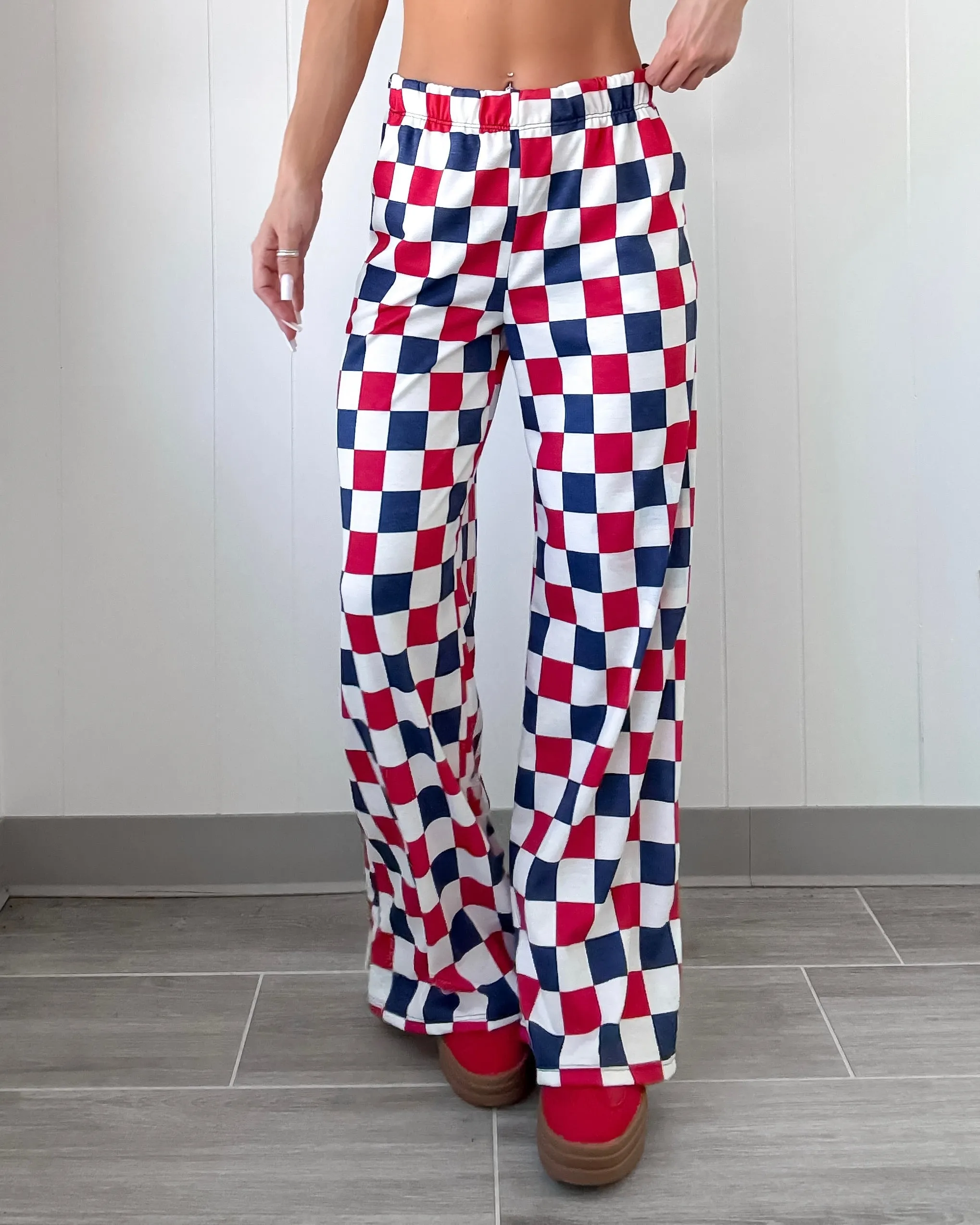 Freedom Flirt Karo-Hose - Rot/Marine
