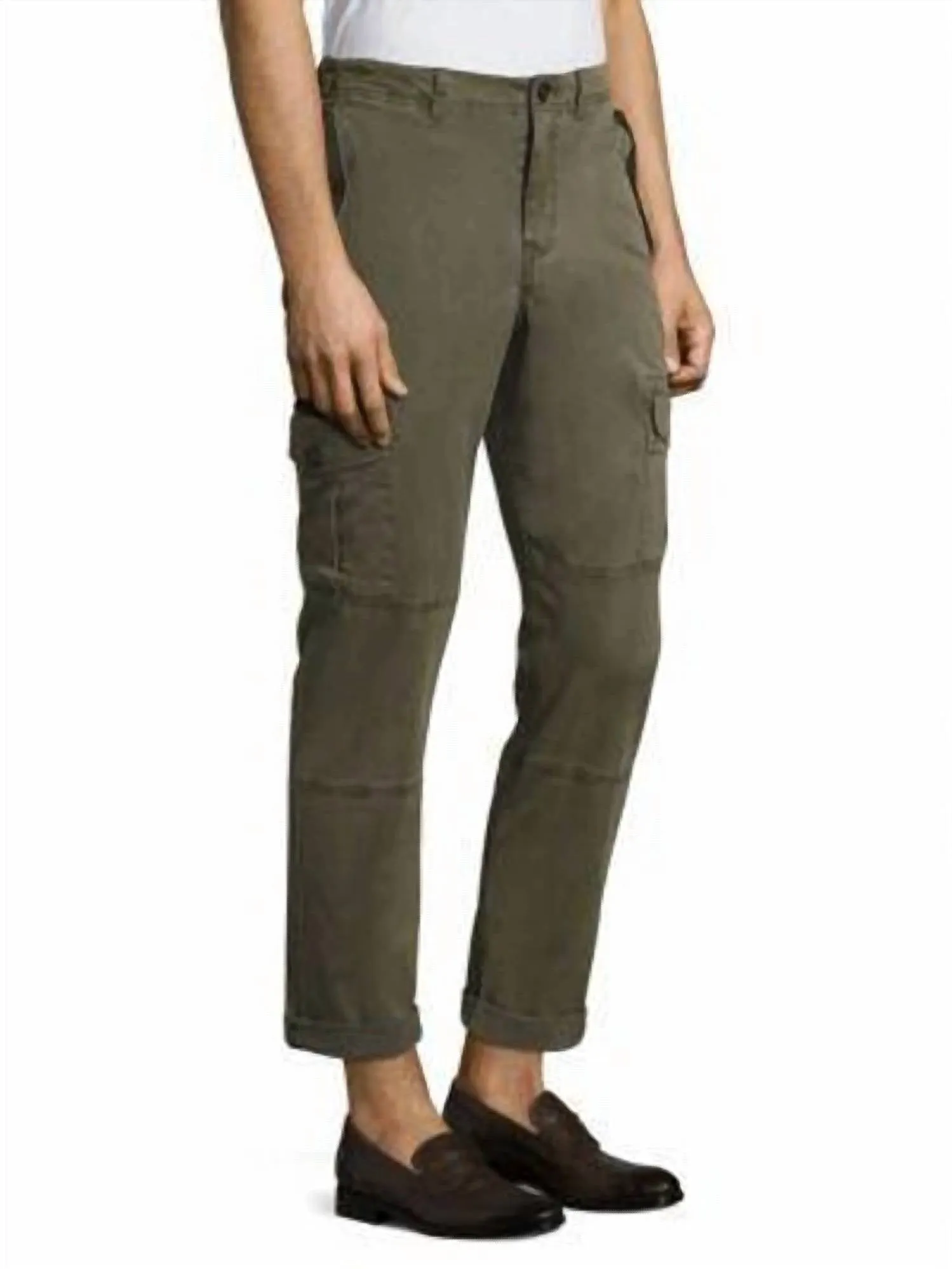 Gefärbte Twill-Cargo-Hose mit Regular Fit in Oliv