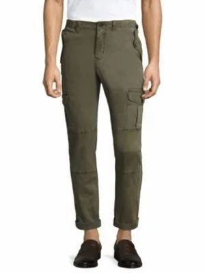 Gefärbte Twill-Cargo-Hose mit Regular Fit in Oliv