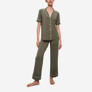 Gisele Tencel Modal Kurzarm-Pyjama-Set in Moos / Elfenbein