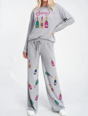 Holiday Champagne Bequemer Loungewear-Set in Grau