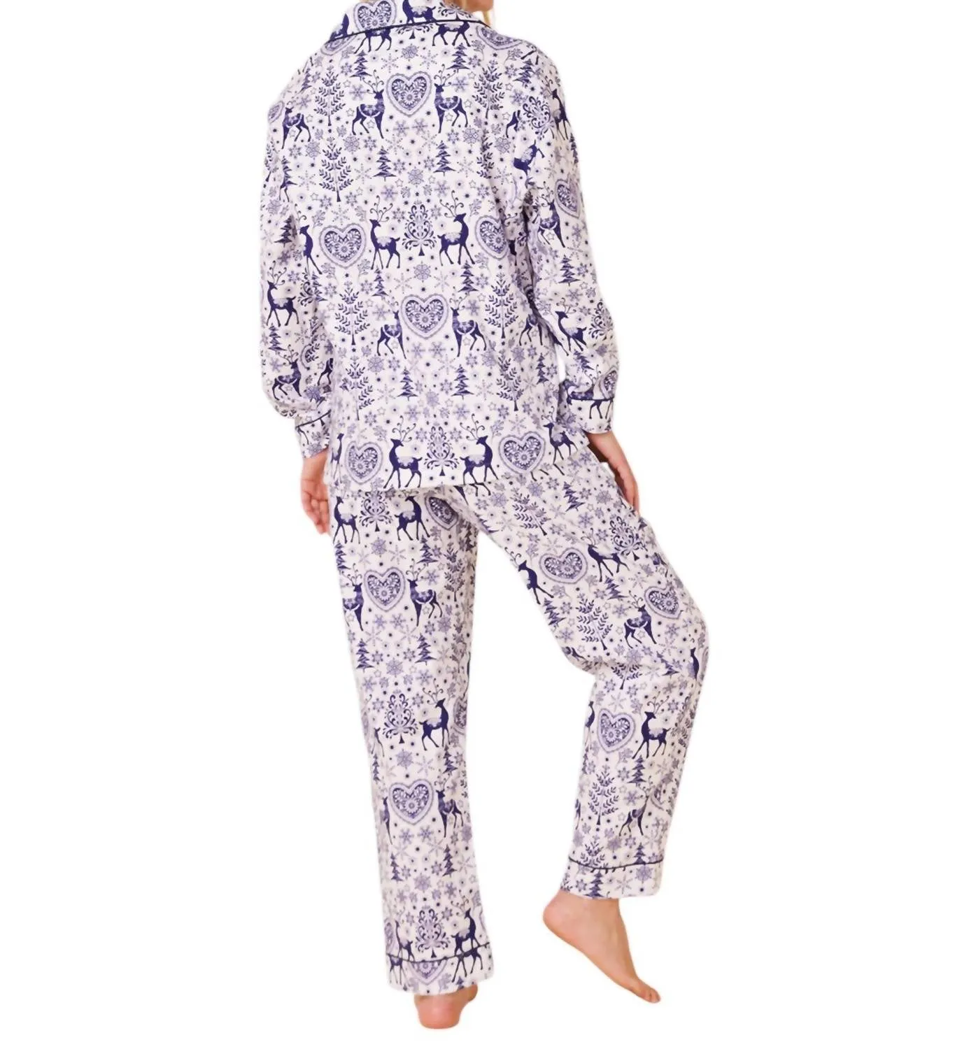 Holly Jolly Pima Flanell Pyjama-Set in Blau