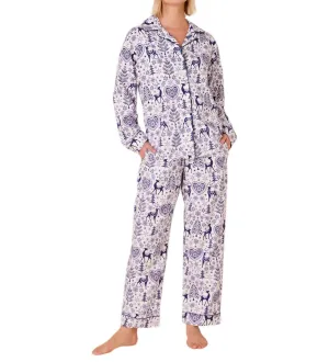 Holly Jolly Pima Flanell Pyjama-Set in Blau
