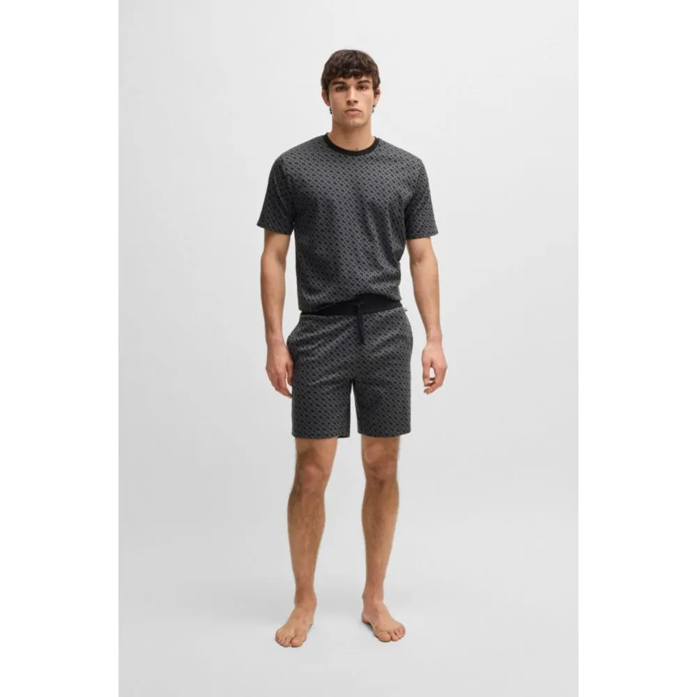 Interlock-Baumwoll-Pyjama-Shorts mit Monogramm-Druck