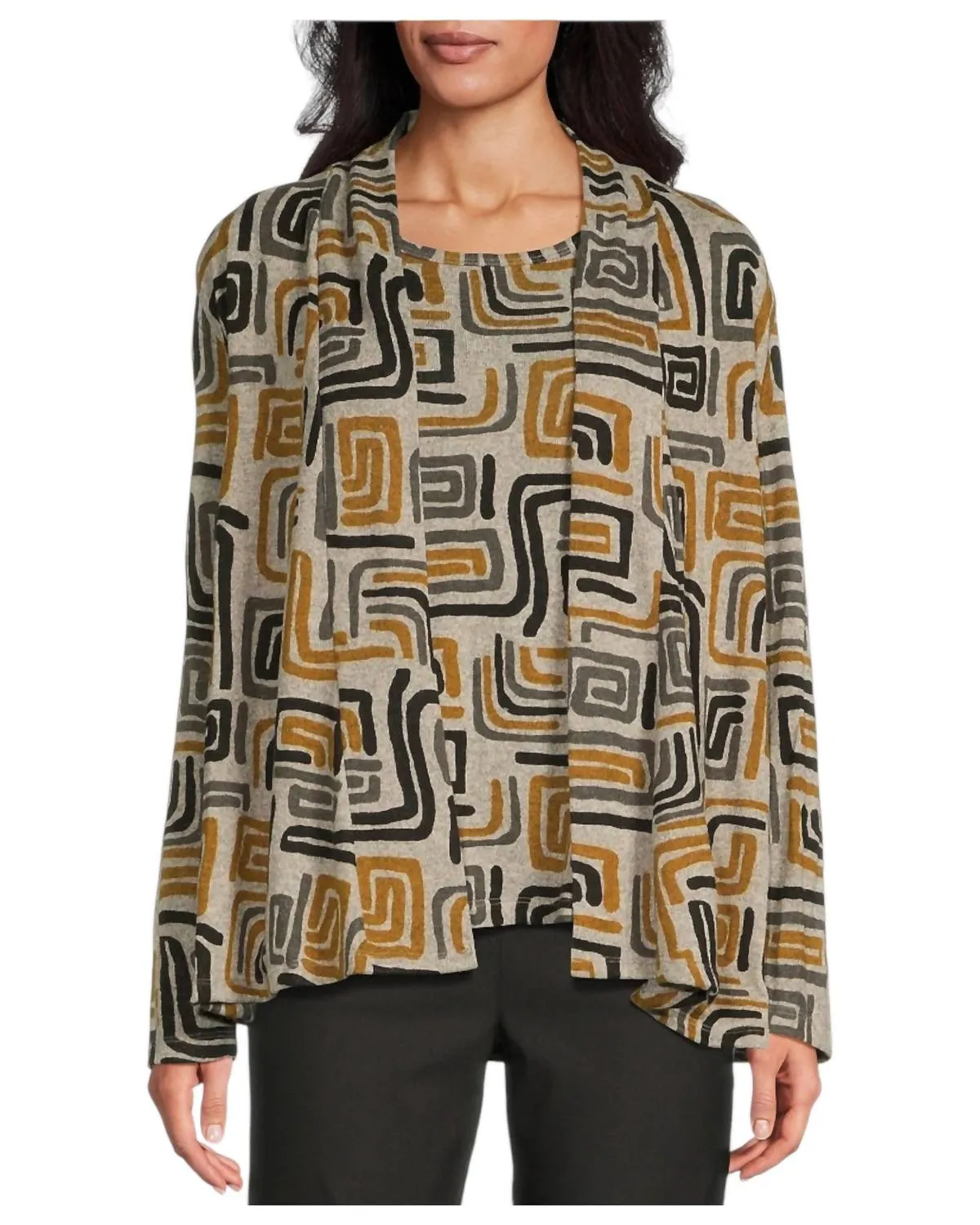 Jacke & Tanktop-Set in abstraktem Multicolor