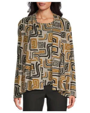 Jacke & Tanktop-Set in abstraktem Multicolor