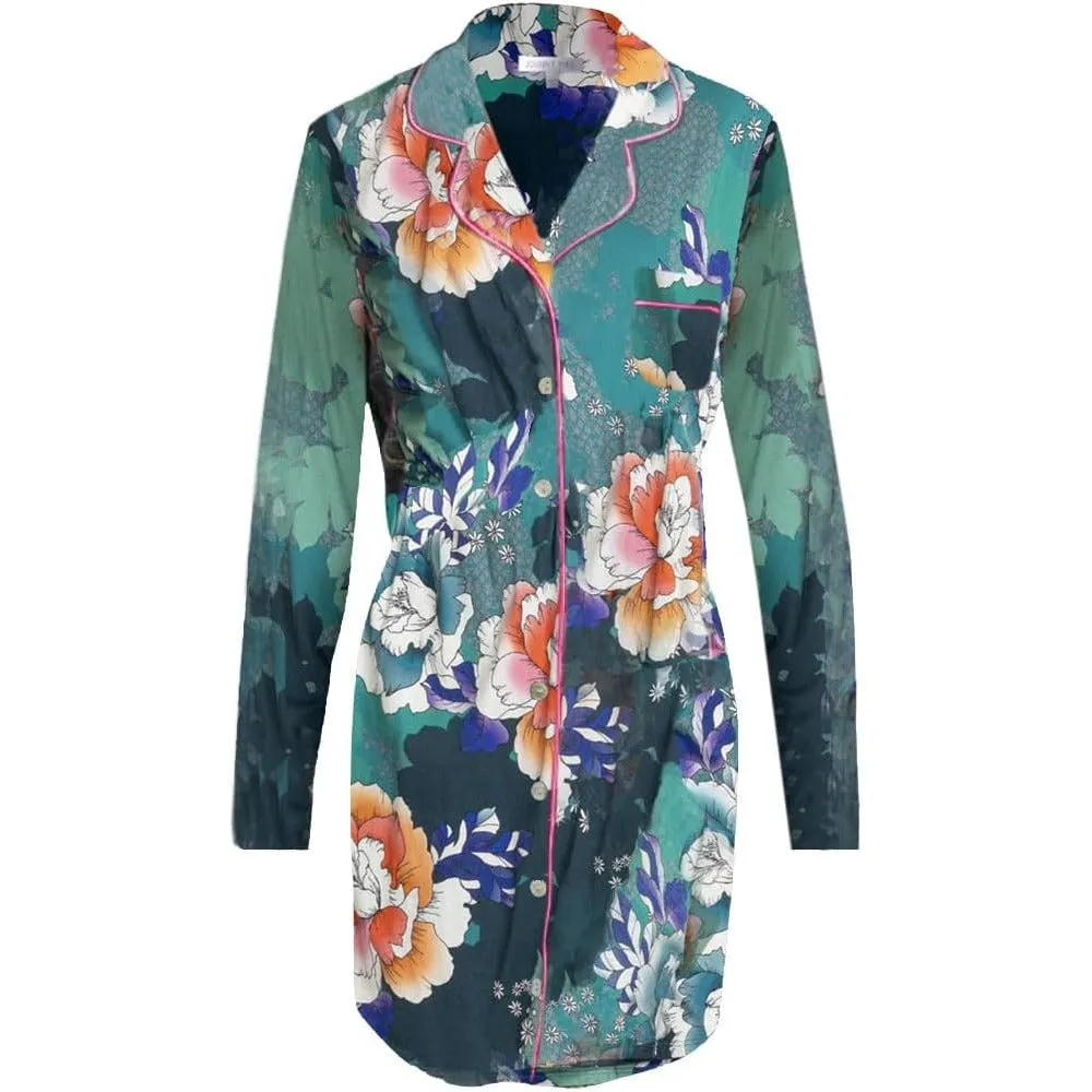 Johnny Was Damen Tura Langarm Nachthemd Freizeitmode Multi