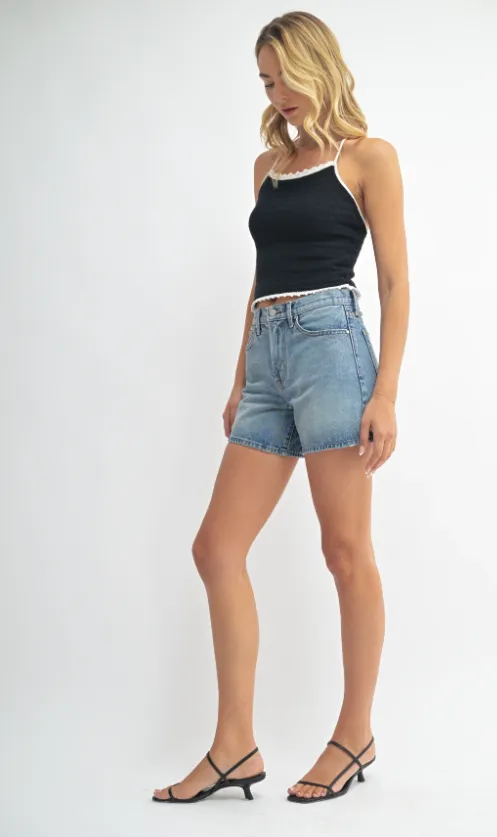 Just Black Denim Die Vintage High Rise Shorts