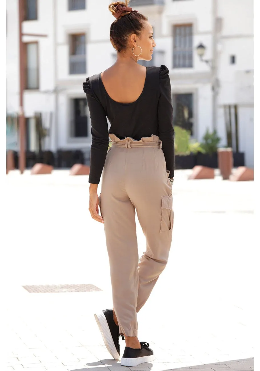 LASCANA Damen Paperbag-Waist Hose