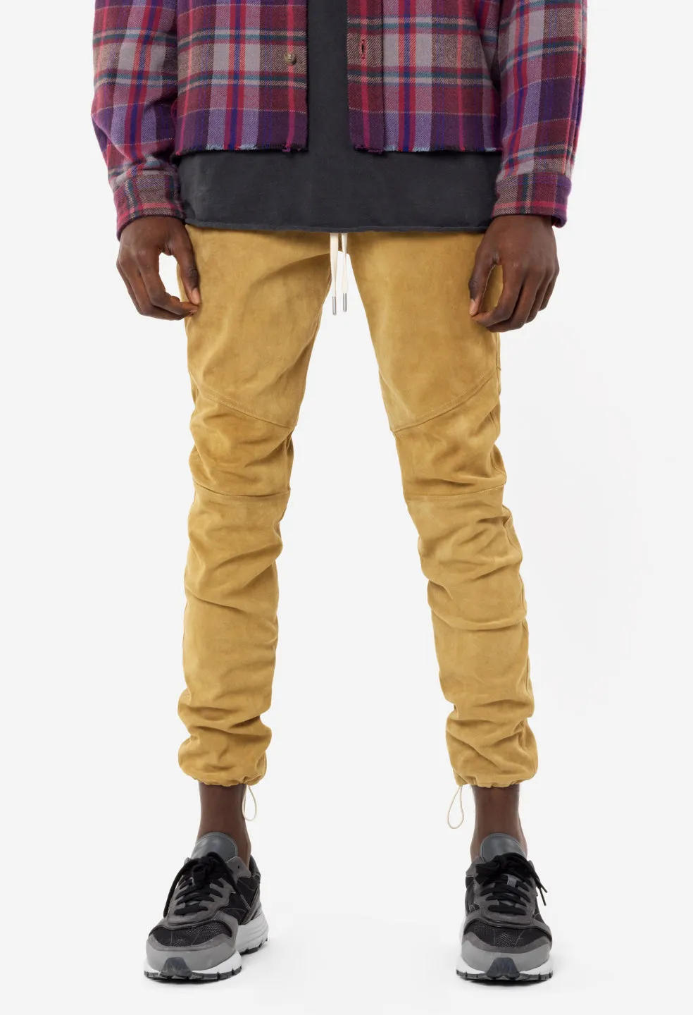 Leder-Escobar-Hose / Beiges Wildleder