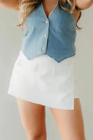 Lila Wickel-Shorts mit Taschendetail
